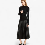 Dames geplooide leren rok