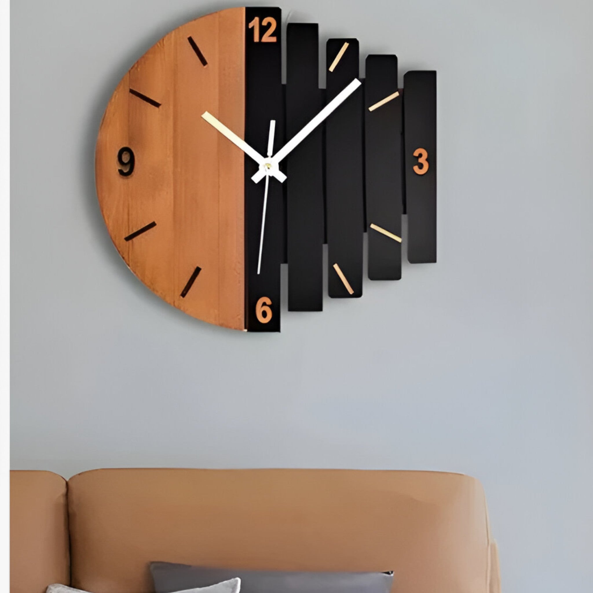 Grande Orologio da Parete in Legno per il Soggiorno Rosso Oro - - legno orologio orologio parete P149 parete soggiorno wall clock wall clocks - Concept Palermo