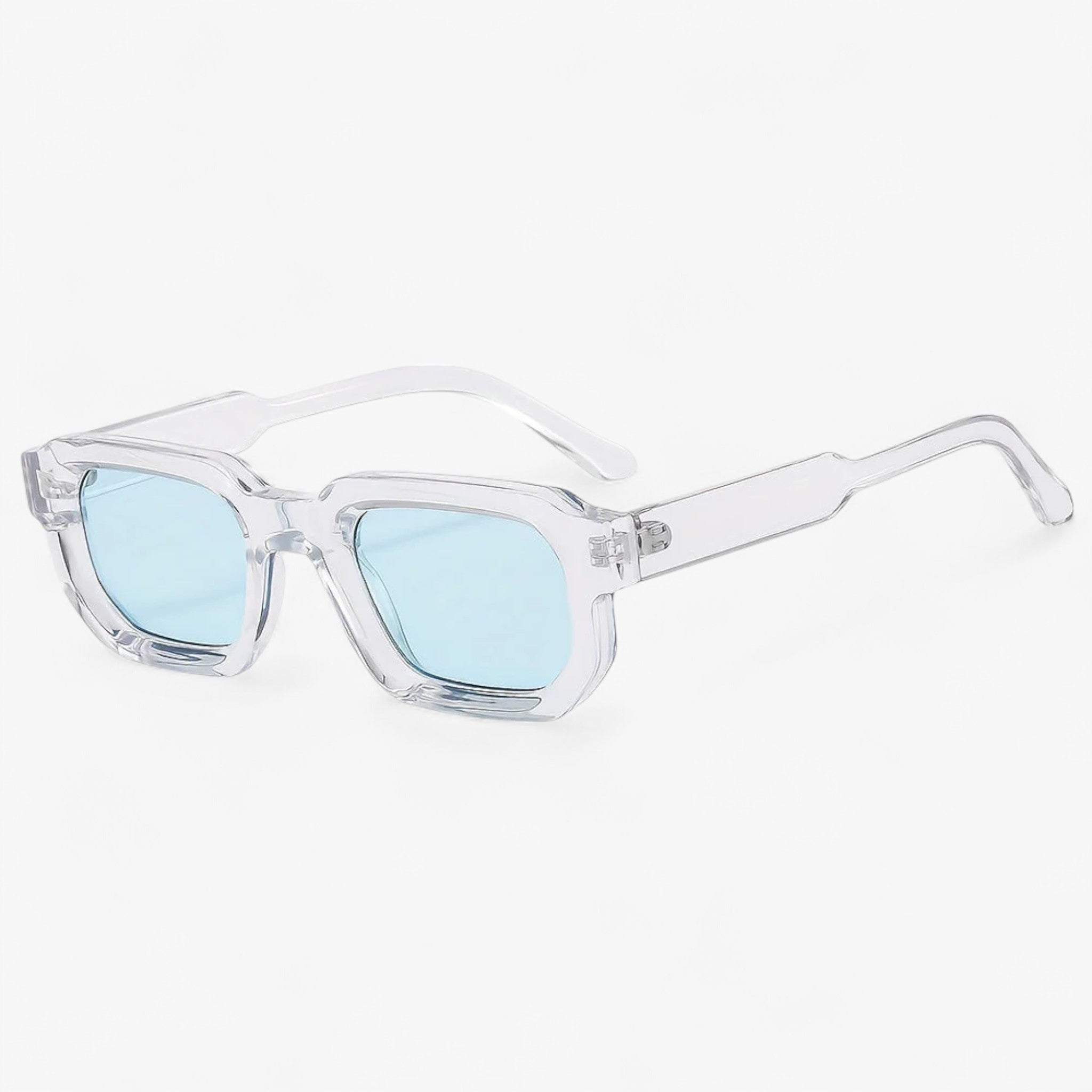 Occhiali da sole retro nuovi con montatura quadrata per uomini Uomo - Montatura blu trasparente con lente tonda completa - Fashion Sunglasses montatura nuovi occhiali occhiali sole quadrata retro sole sunglasses - Concept Palermo