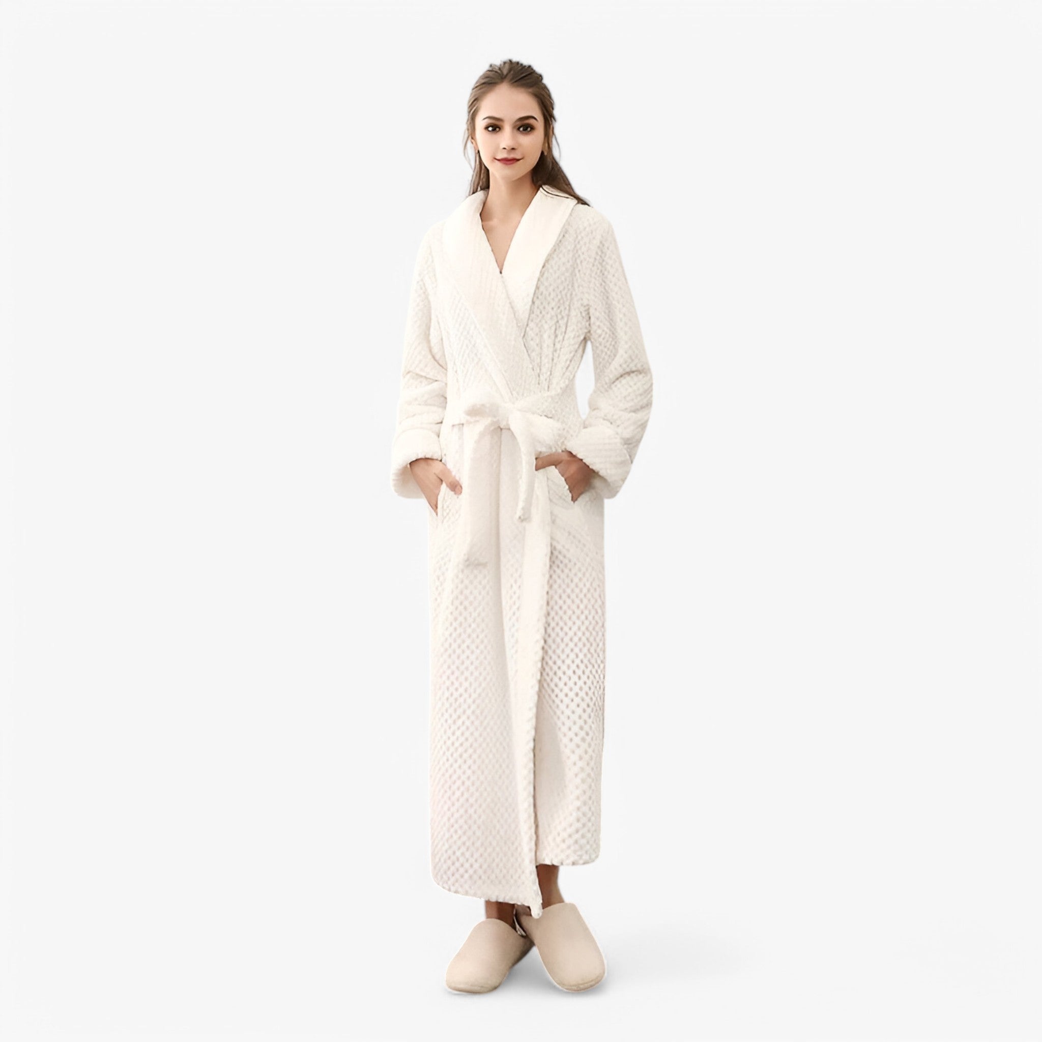 Morbido Accappatoio in Pile Donna - - accappatoio accappatoio pile Autumn Bathrobes donna Fleece Fluffy Long Sleeve Nightgown Pajama pile Pocket Robe Sleepwear sofia | morbido accappatoio in pile - € Solid Color Spring Winter Women - Concept Palermo