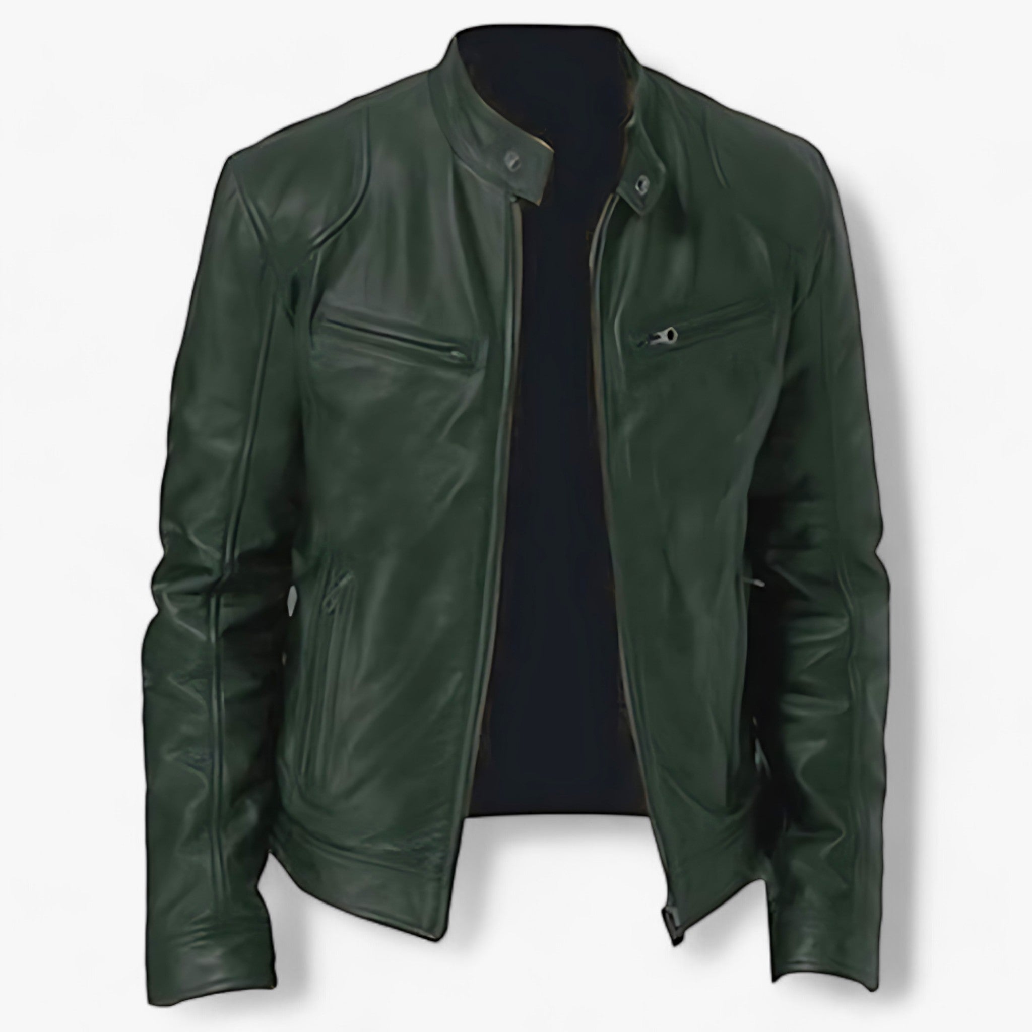 Giacca in Pelle per Uomini per Moto - Slim Fit e Protezione dal Vento - Verde - giacca giacca pelle Men men's coats & jackets moto pelle protezione slim uomini - Concept Palermo