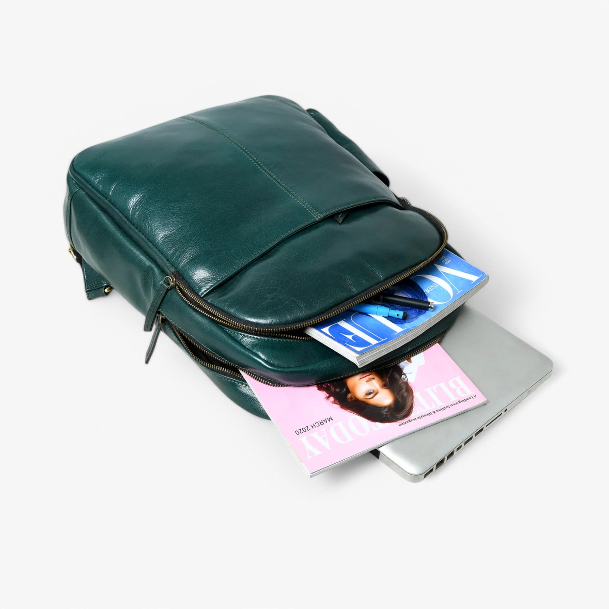 Zaino Donna in Vera Pelle Italiana Verde Lusso, Elegante e Spazioso - - accessoires bags italiana pelle tassen zaino zaino pelle - Concept Palermo