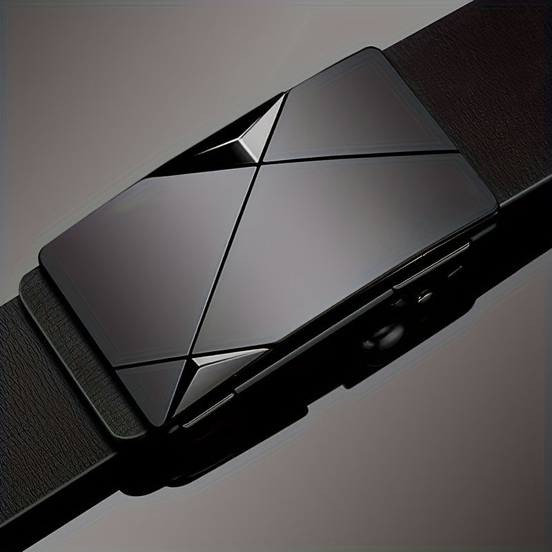 Cintura Uomo in Vera Pelle Nera con Fibbia Automatica Elegante per Abiti Formali e Casual - - auto automatica cintura cintura uomo fibbia men's belt pelle uomo vera - Concept Palermo