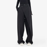 Moderne baggy unisex broek van zwart katoen met hoge taille