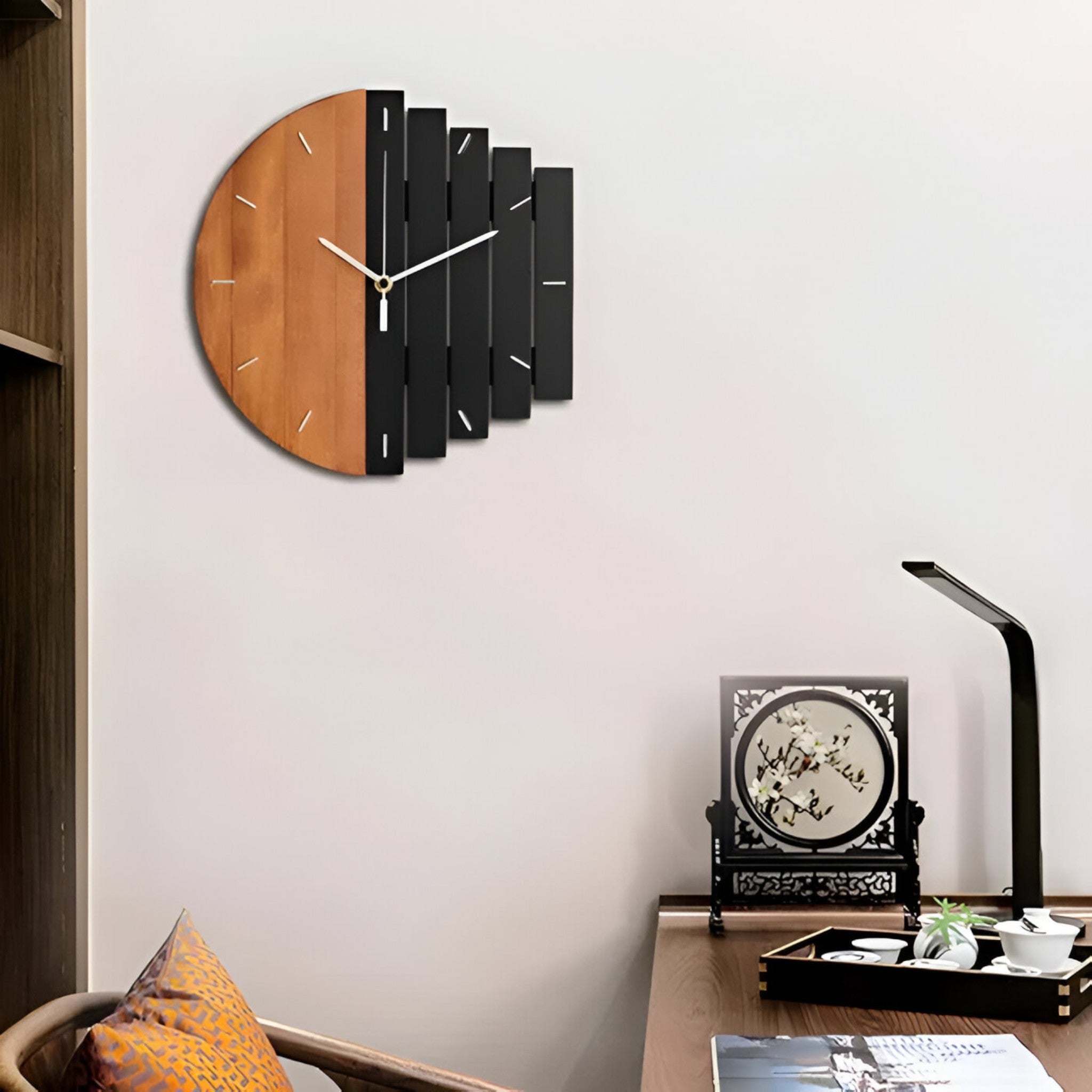 Grande Orologio da Parete in Legno per il Soggiorno Rosso Oro - - legno orologio orologio parete P149 parete soggiorno wall clock wall clocks - Concept Palermo