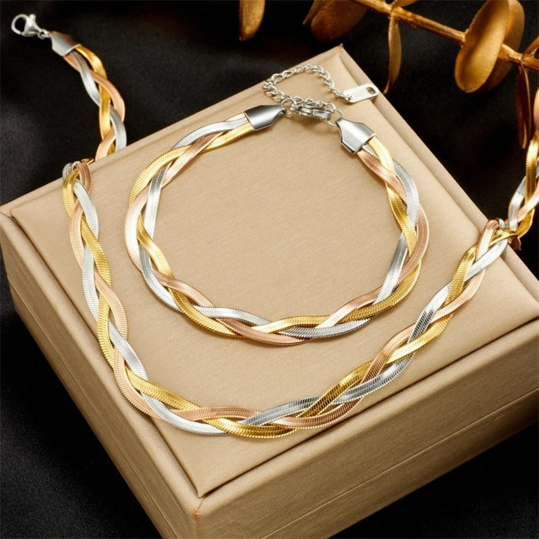 Set Orologio e Bracciali Donna Geneva Bling in Acciaio, Elegante e Luminoso - ORO ROSA ARGENTO - acciaio bling BRACELETS donna geneva geneva bling jewelry - Concept Palermo