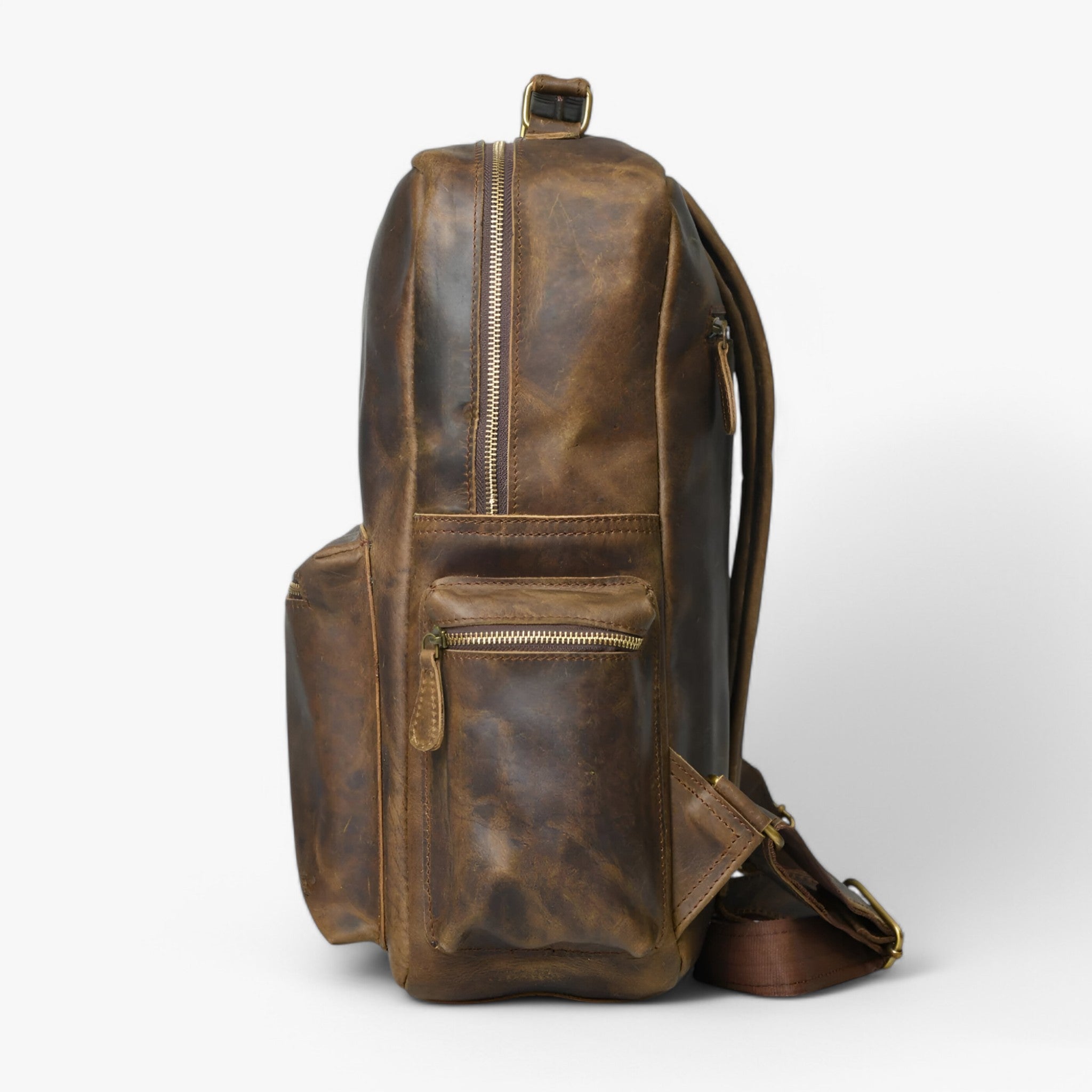 Zaino Uomo/Donna in Vera Pelle di Bufalo Marrone Vintage Grande per Viaggio e Lavoro - - bags bufalo pelle resistente spo-default spo-disabled spo-notify-me-disabled viaggio zaino zaino pelle - Concept Palermo