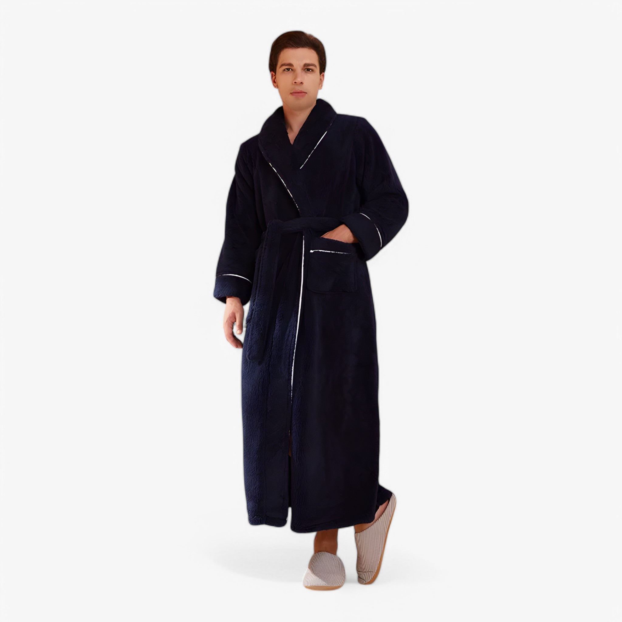Accappatoio Uomo/Donna in Spugna di Cotone Morbido con Cappuccio, Taglie S-XL - Uomo blu navy - accappatoio Home Decor robes - Concept Palermo