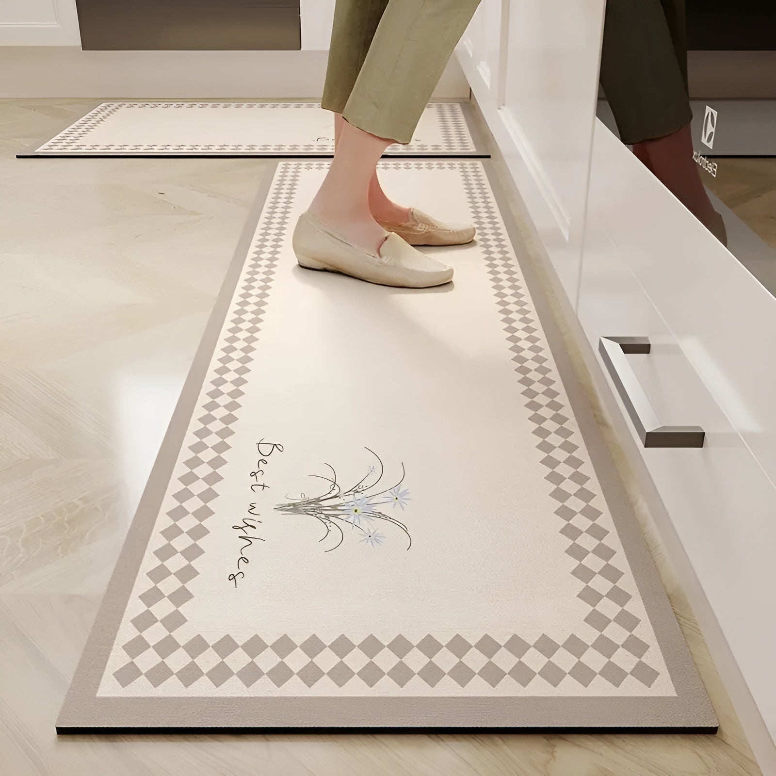 Tappeto Cucina Antiscivolo Grigio Scuro 60x180cm - Lavabile, Ultra Assorbente - Fiore - Anti slip mat antiscivolo Bathroom Mats comfy mat cucina elegant mat high quality mat kitchen & dining mat parafango smart mat superassorbente tappeto tappeto parafango - Concept Palermo