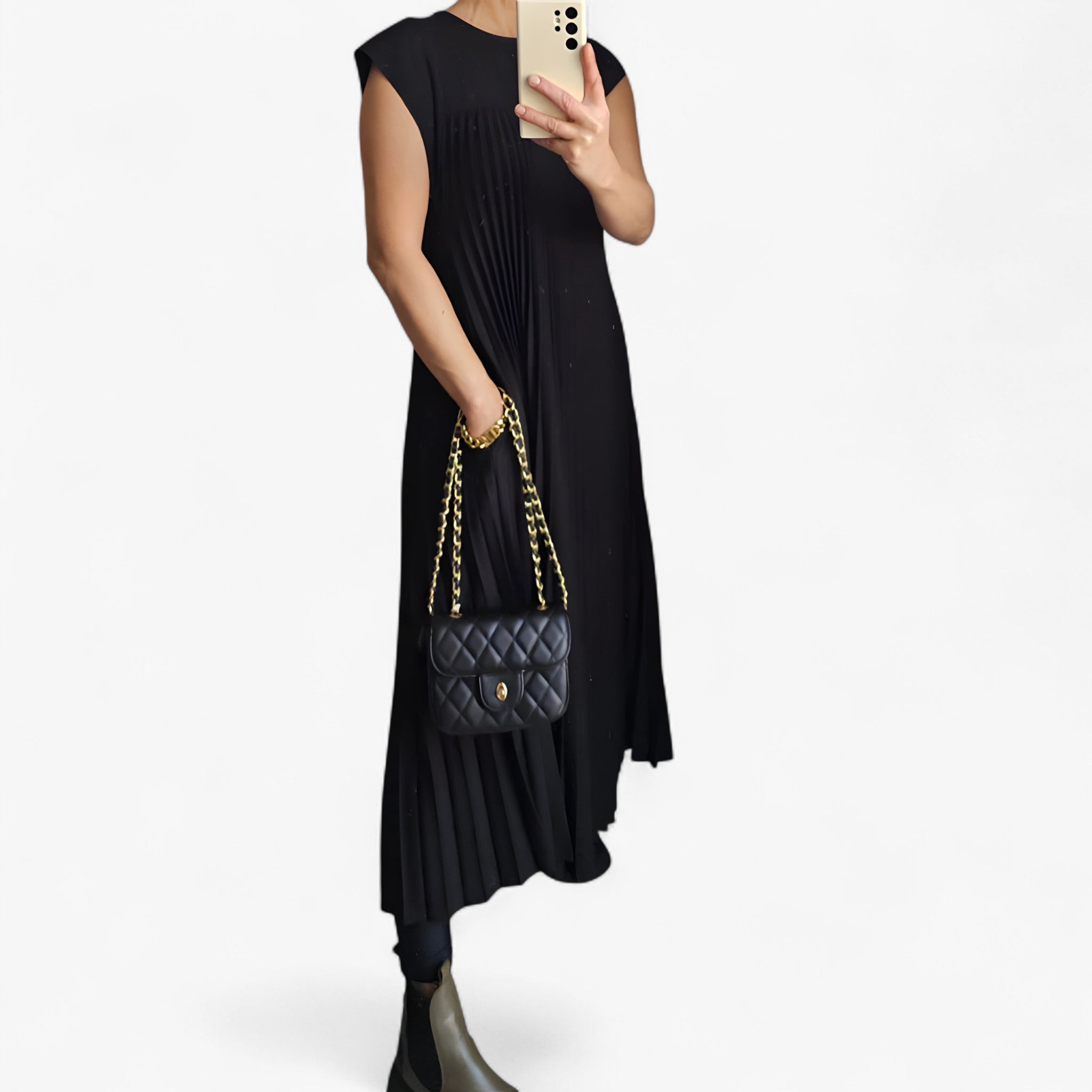 Vestito Senza Maniche con Pieghe Donna - - donna dresses maniche pieghe vestito vestito maniche - Concept Palermo