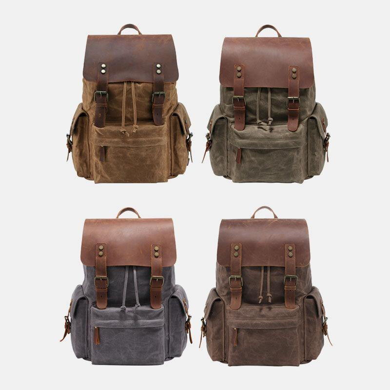 Zaino per laptop RetroRider in tela e pelle - - Backpacks bags laptop pelle retrorider tela zaino zaino laptop - Concept Palermo