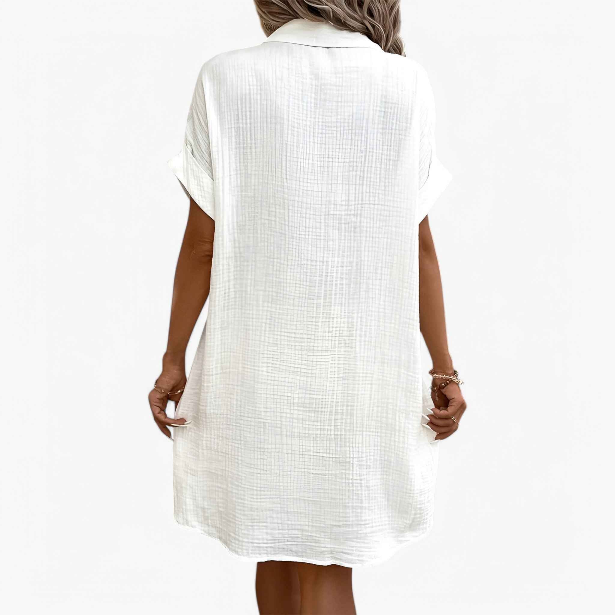 Vestito estivo da Donna Leggero in Lino Cotone Misto - Perfetto per la Spiaggia e le Vacanze - - cross-from-marche-lino-15834378010973 femme MEGA mélange New-google robe robe femme tissus - Concept Palermo