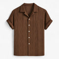 Camisa cubana geométrica jacquard para hombre