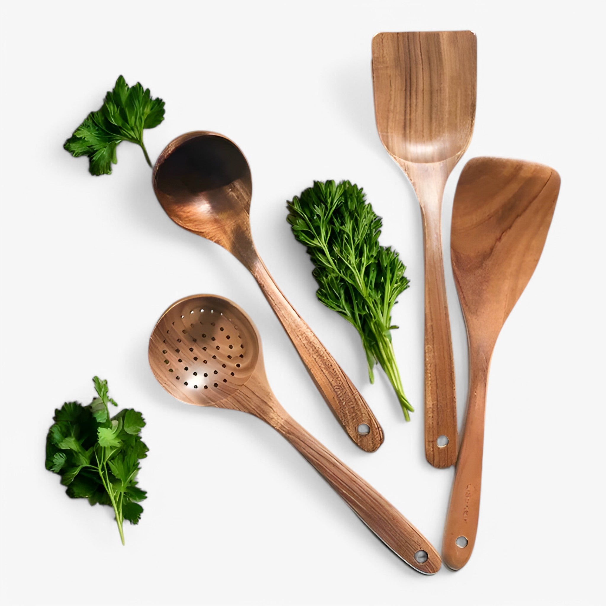 Set Utensili da Cucina in Teak Naturale 5 Pezzi - Spatola, Mestolo, Cucchiaio - 4-Pezzi - cucina cucina legno home & garden Kitchen Utensils legno teak uomo - Concept Palermo