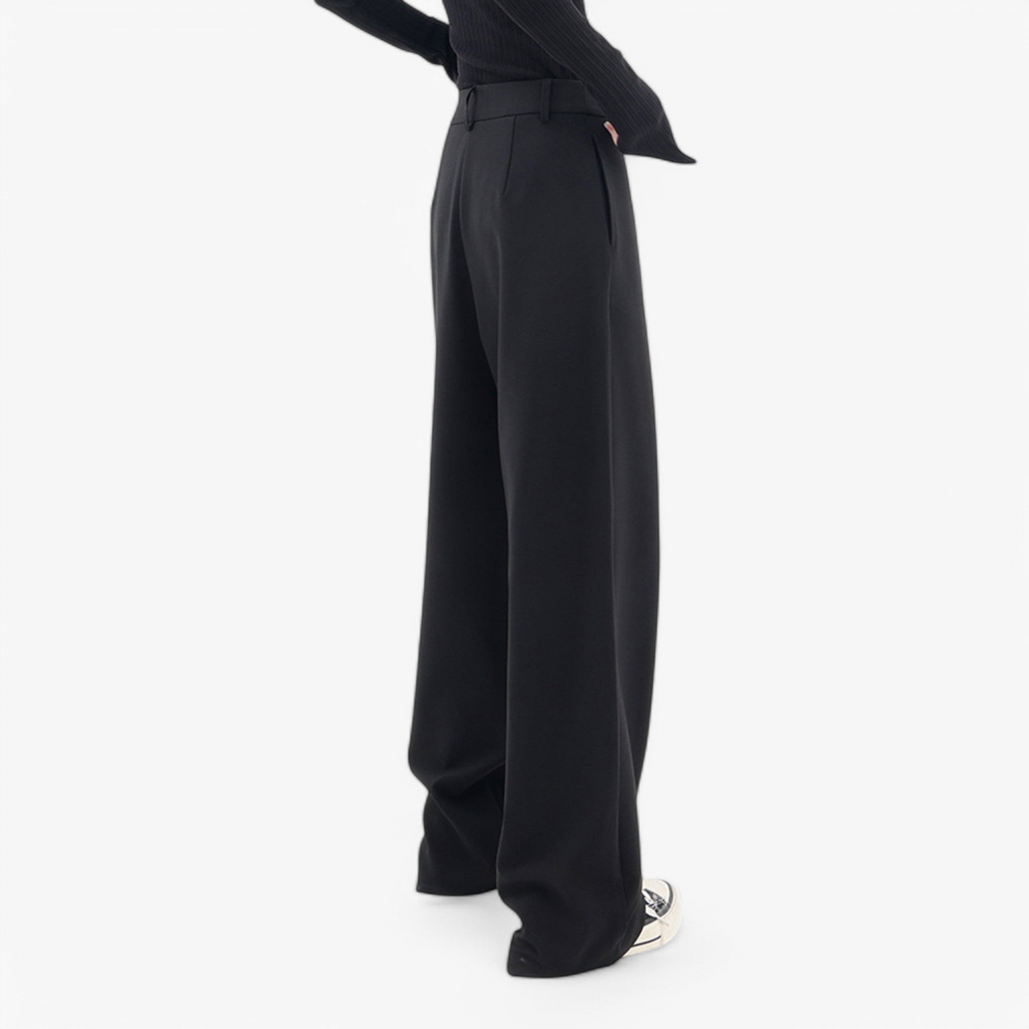 Pantaloni Baggy Moderni Unisex in Cotone Nero con Vita Alta - - baggy moderni pantaloni pantaloni baggy pants - Concept Palermo