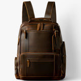 Vintage-Rucksack aus echtem braunem Leder für Herren und Damen, eleganter Retro-Stil  