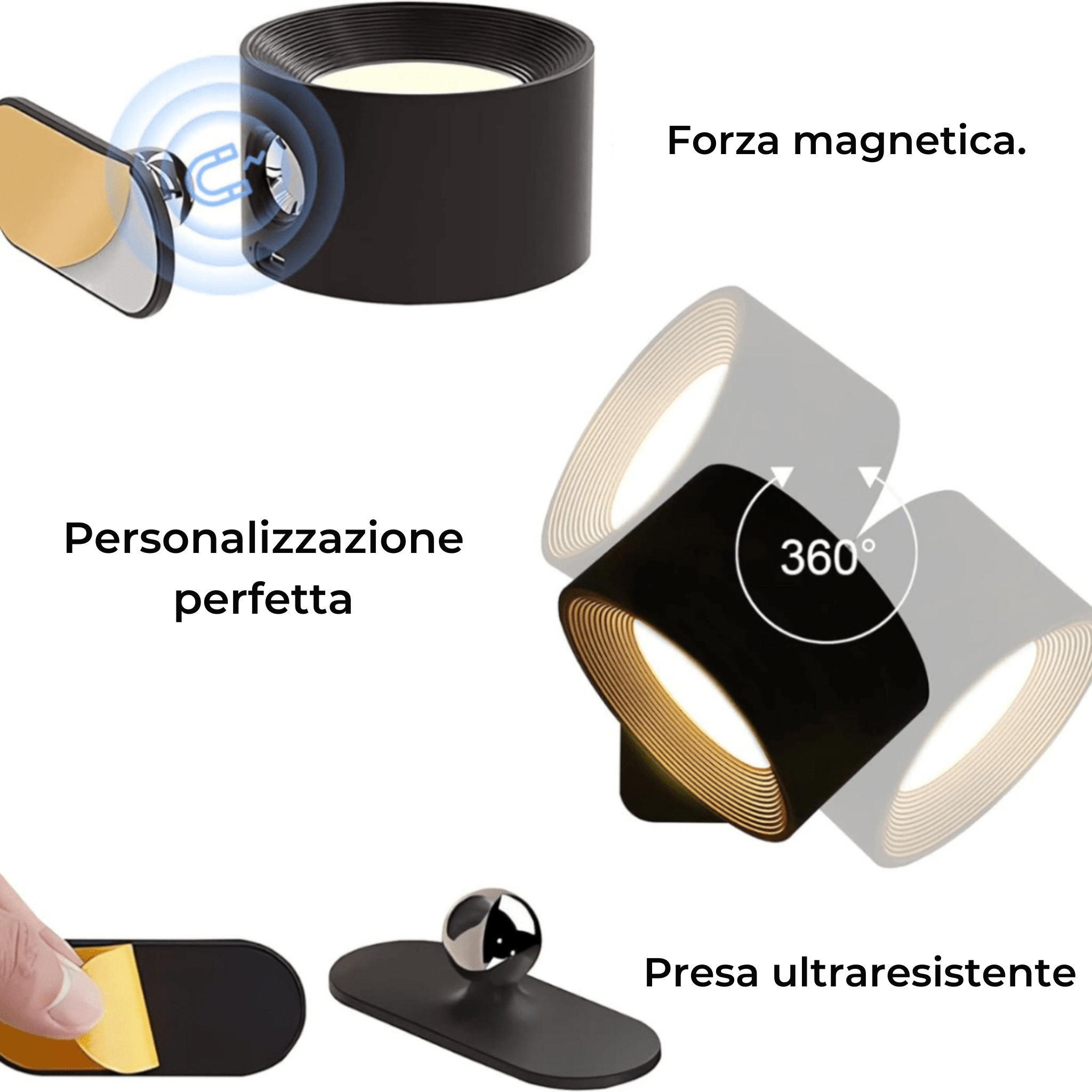 Lampada da parete wireless ricaricabile a 360° - - home home & garden lampada lampada parete parete ricaricabile Væglamper wireless - Concept Palermo