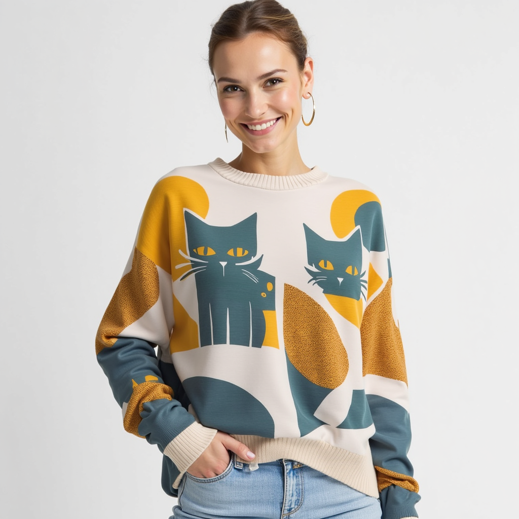 Maglione Kattens Måneskin Lino Donna - - donna huisdieren katten kattens lino maglione maglione kattens måneskin women's sweater - Concept Palermo