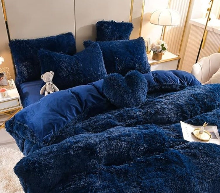 Set (5 pezzi) Coperta in microfibra morbida e spessa per l'inverno - Blu Scuro - Blankets coperta Fleece home & garden inverno microfibra morbida pezzi pezzi coperta spessa - Concept Palermo