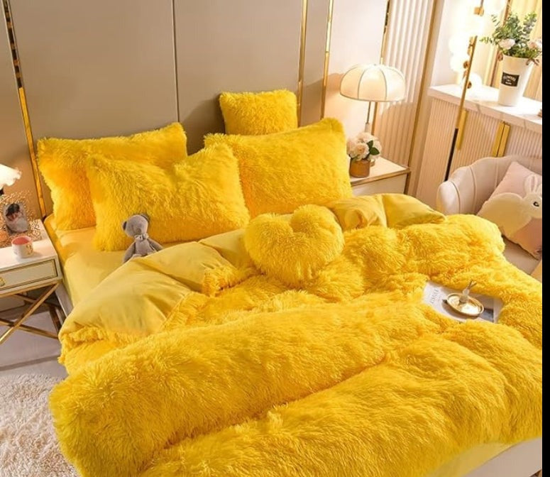 Set (5 pezzi) Coperta in microfibra morbida e spessa per l'inverno - Giallo - Blankets coperta Fleece home & garden inverno microfibra morbida pezzi pezzi coperta spessa - Concept Palermo