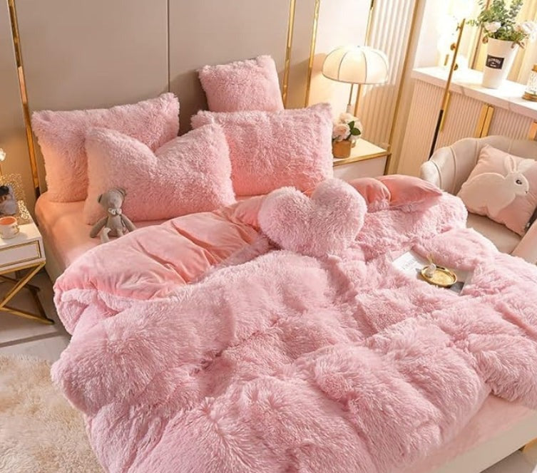Set (5 pezzi) Coperta in microfibra morbida e spessa per l'inverno - Rosa Chiaro - Blankets coperta Fleece home & garden inverno microfibra morbida pezzi pezzi coperta spessa - Concept Palermo