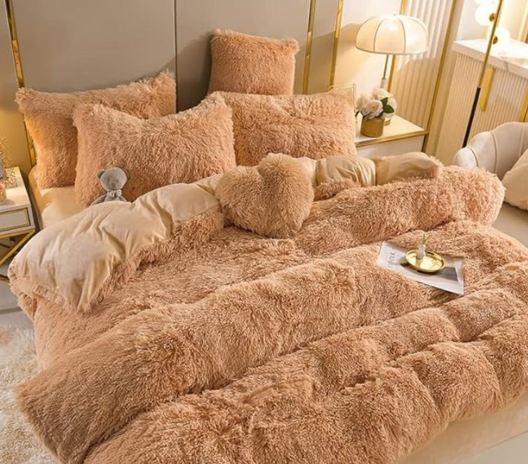 Set (5 pezzi) Coperta in microfibra morbida e spessa per l'inverno - Marrone Arancione - Blankets coperta Fleece home & garden inverno microfibra morbida pezzi pezzi coperta spessa - Concept Palermo