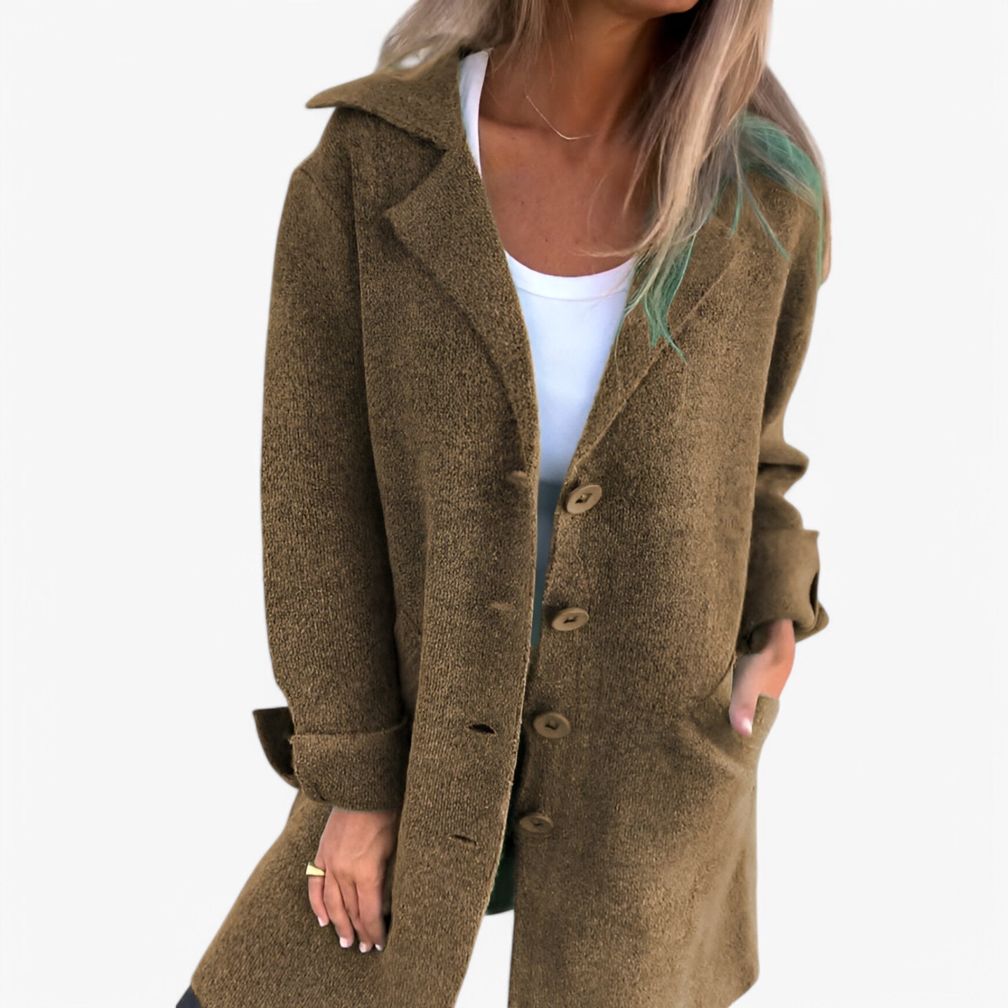 Giacca di Lana da Donna Elegante - Calda e Morbida, Vari Colori e Taglie - Marrone - alla blazer calda Coat giacca giacca lana lana moda WOMEN women's coats & jackets - Concept Palermo