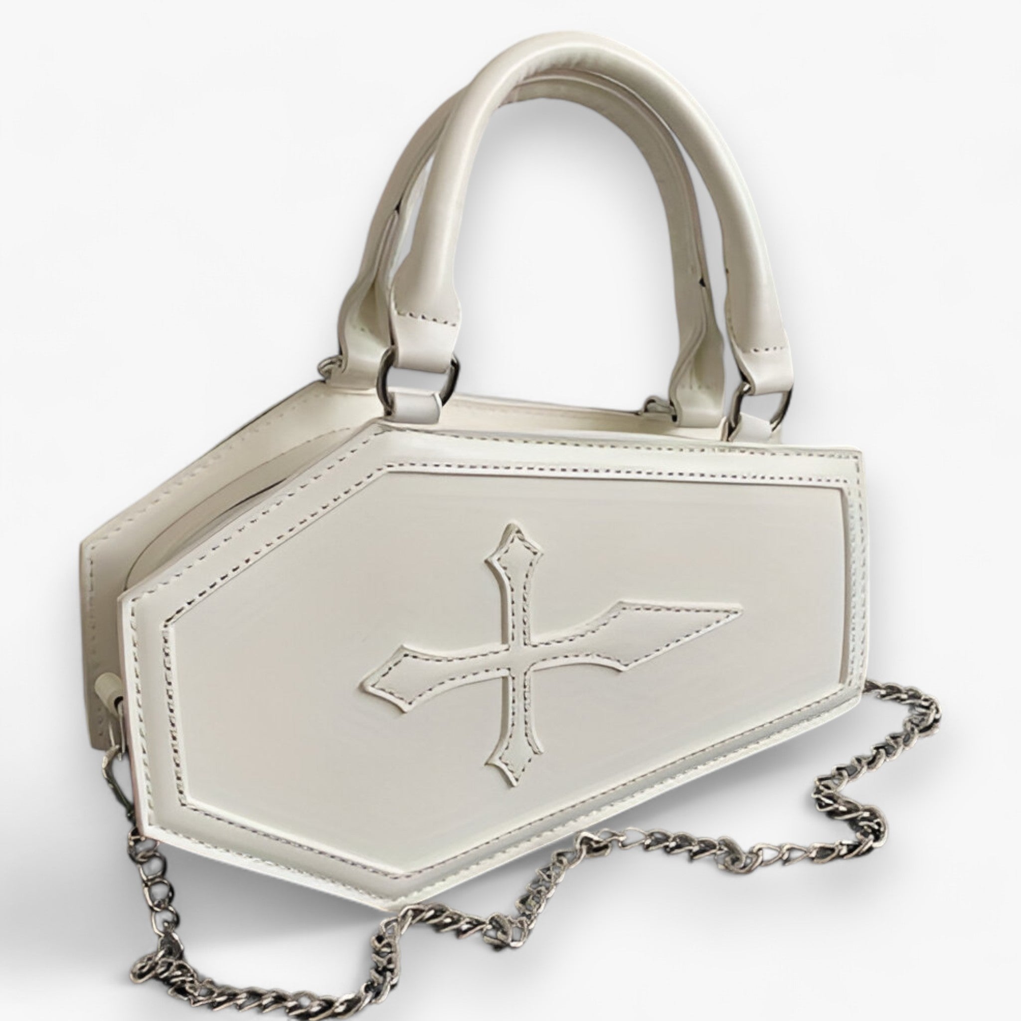 Borsa a Catena Nera Donna Elegante e Spaziosa con Manico Superiore per Feste e Serate - Bianco 24,5cmx6cmx15cm - bags borsetta borsetta catena catena cosplay halloween handbags manico Shoulder Bags women spaziosa women bags women's bags - Concept Palermo