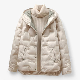 Giacca Donna con Cappuccio Morbida e Isolante - Perfetta per l'Inverno - Bianco - cappuccio donna giacca giacca cappuccio isolata Linen morbida Solid Women women's coats & jackets - Concept Palermo