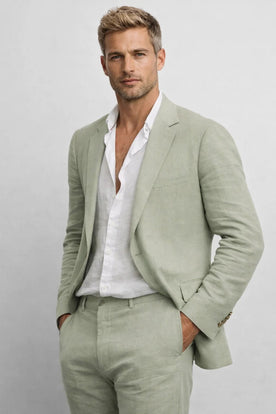 Abito Completo Uomo Elegante Due Pezzi Girocollo Vestibilità Regolare - Verde - abito casual completo girocollo completo uomo due pezzi eleganza maschile Men outfit ufficio stile moderno vestibilità regolare - Concept Palermo