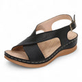 Sandali Donna Vintage Comodi in Pelle Marrone con Tacco Basso