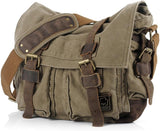 Jonon Borsa a tracolla vintage militare in tela per laptop da 13,3-17 pollici (misura 14,7 pollici, verde), Verde