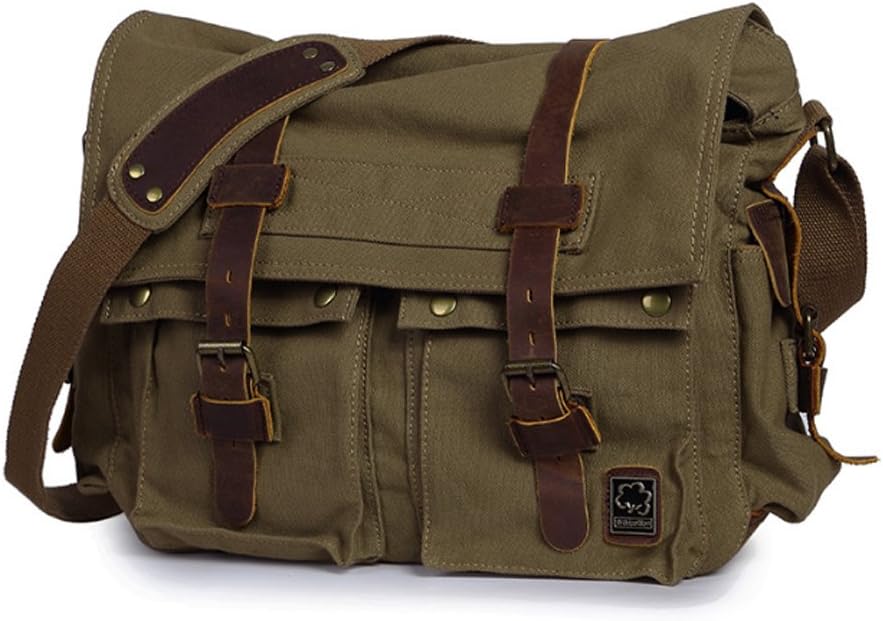 Jonon Borsa a tracolla vintage militare in tela per laptop da 13,3-17 pollici (misura 14,7 pollici, verde), Verde - - accessoires bags borsa jonon jonon borsa laptop militare misura pollici tassen - Concept Palermo