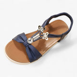 Dames sandalen van beige ecologisch leer met pareldetails comfortabel