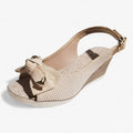 Sandali Donna con Zeppa Comodi Estivi in Pelle Neri