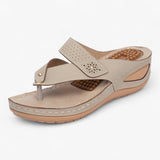 Dames sandalen van echt leer Bohemien met lage comfortabele sleehak en gedempte zool