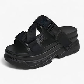 Sandali Donna con Suola Spessa Nera in Pelle - Comodi e Resistenti