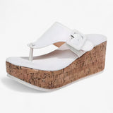 Comfortabele dames platform sandalen van zwart leer met hoge zool