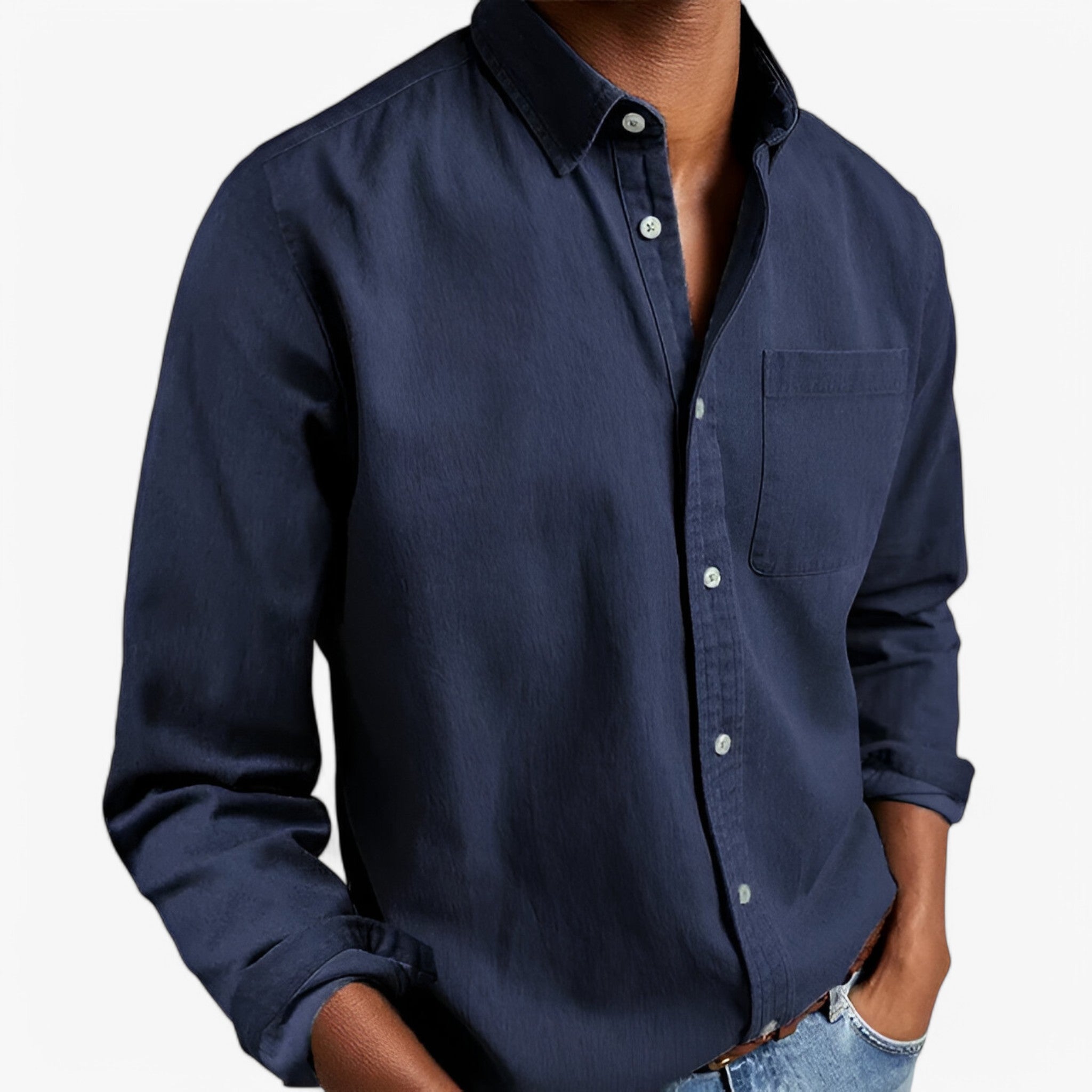 Camicia Cargo Uomo Resistente in Cotone con Tasche Multiple, Maniche Lunghe - Blu marino - camicia camicia cargo cargo men's top clothes resistente uomo - Concept Palermo