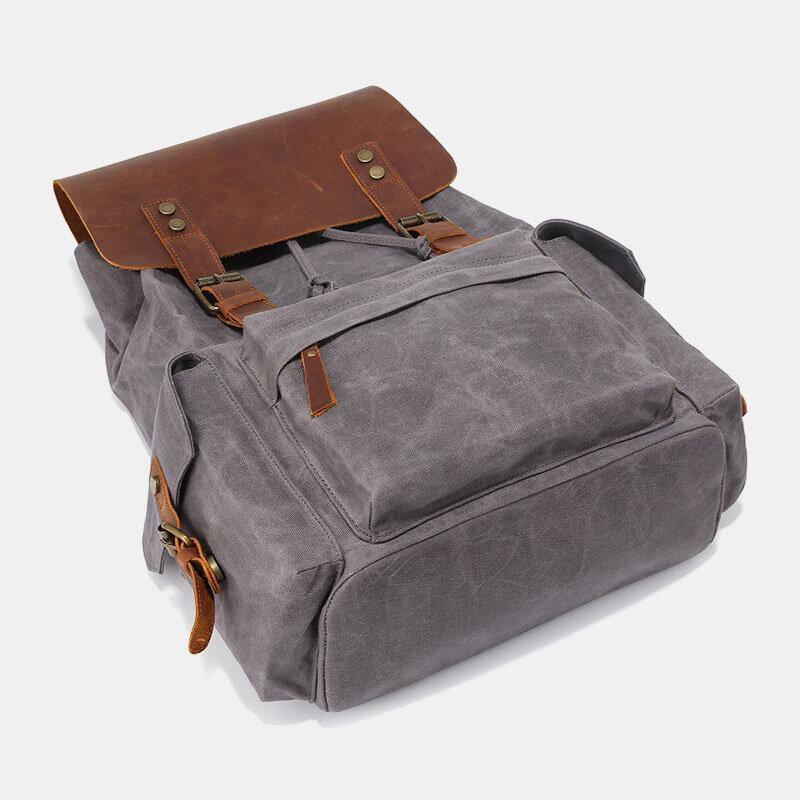 Zaino per laptop RetroRider in tela e pelle - - Backpacks bags laptop pelle retrorider tela zaino zaino laptop - Concept Palermo