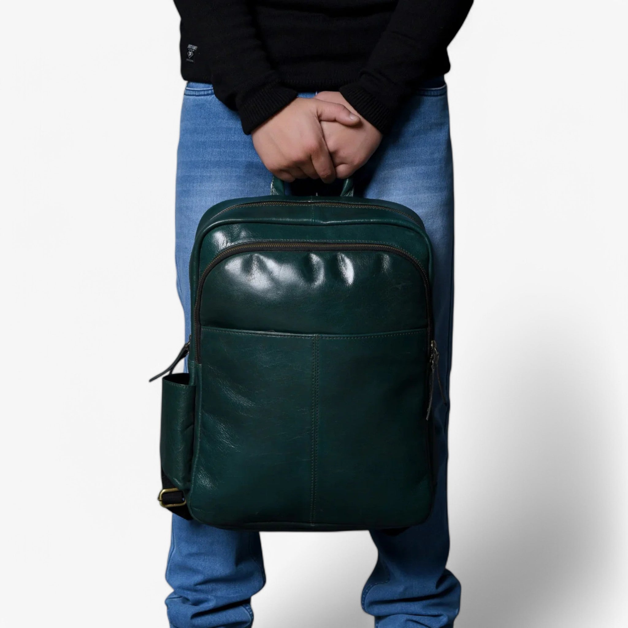 Zaino Donna in Vera Pelle Italiana Verde Lusso, Elegante e Spazioso - - accessoires bags italiana pelle tassen zaino zaino pelle - Concept Palermo