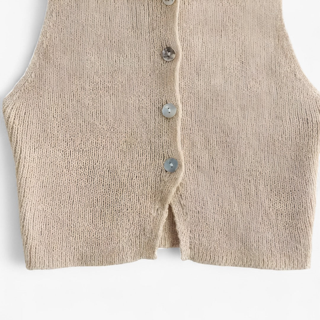 Gilet in maglia beige Donna - - donna gilet gilet maglia maglia vests women's top clothes - Concept Palermo