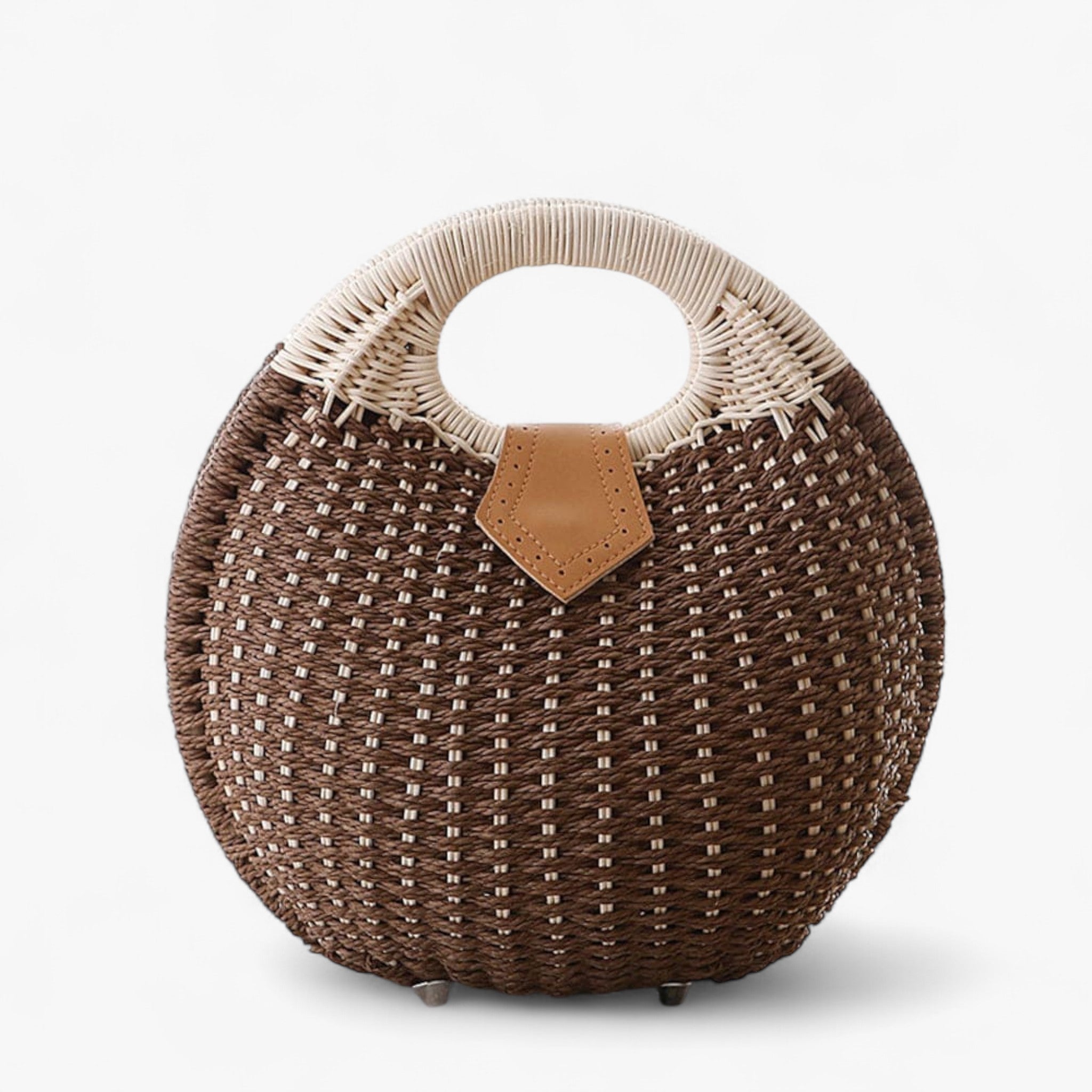 Borsa a Tracolla Donna in Rattan Naturale, Elegante Borsa Estiva da Spiaggia con Chiusura Sicura - Marrone - Bags borsa borsa rattan donna handbags rattan rattan bags Tassen women bags Women's handbags - Concept Palermo