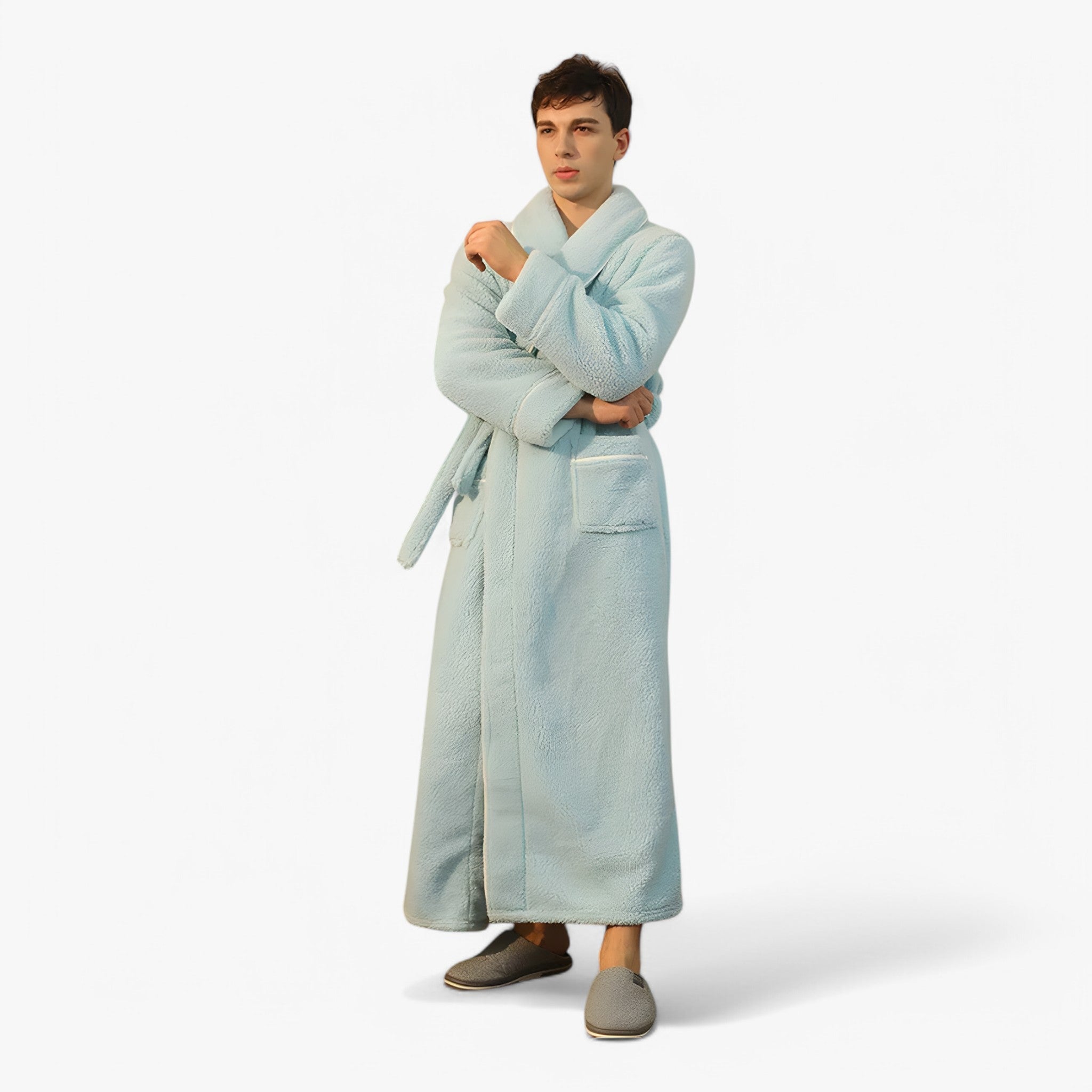 Accappatoio Uomo/Donna in Spugna di Cotone Morbido con Cappuccio, Taglie S-XL - Maschio ciano marino - accappatoio Home Decor robes - Concept Palermo