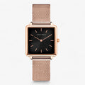 Reloj cuadrado de oro rosa - Pulsera de malla a la moda Hombre