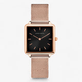 Vierkant roségouden horloge - Modieuze mesh armband Heren