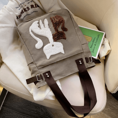 Borsa in tela Cat ricamata Uomo - - Bags borsa borsa tela ricamata tela uomo - Concept Palermo