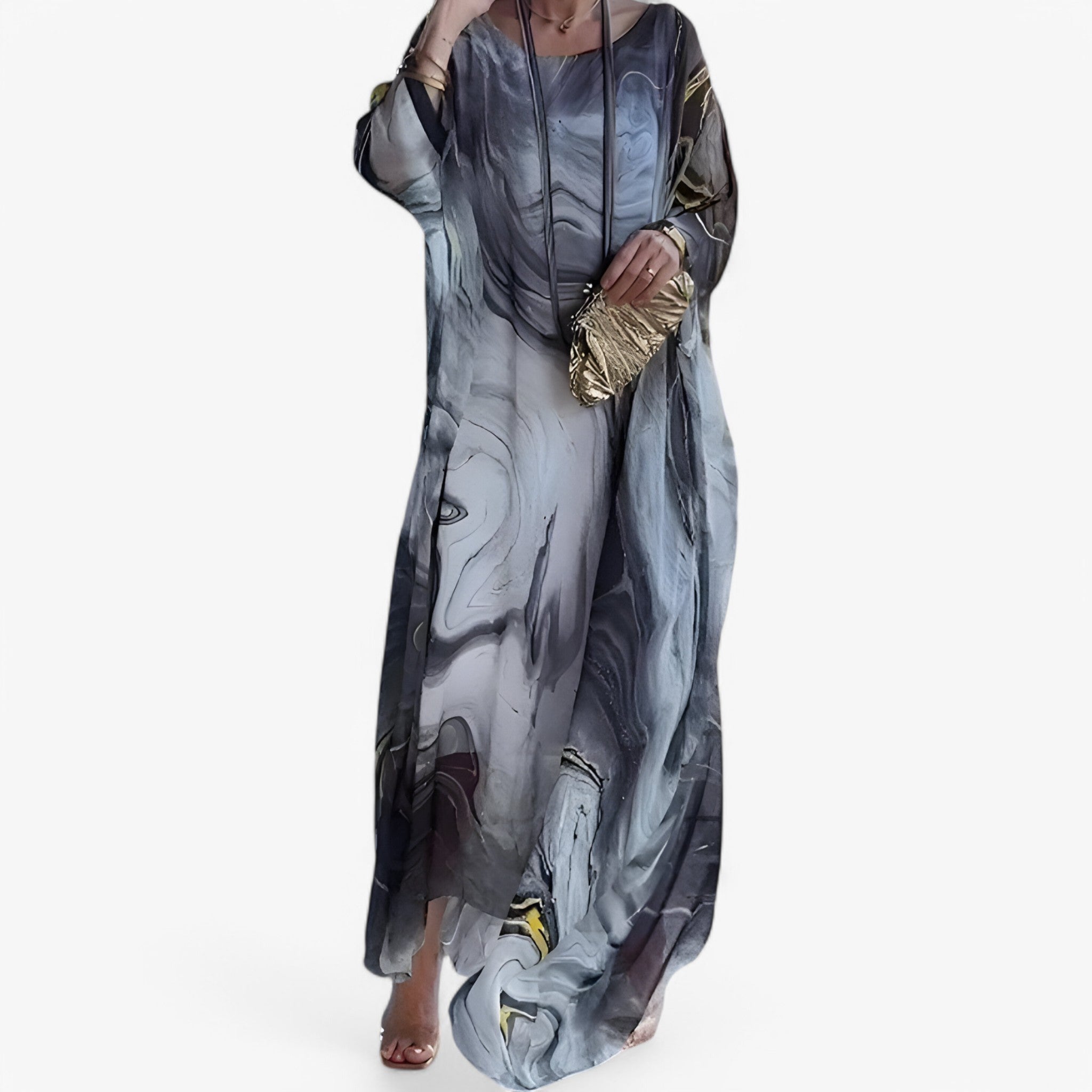 Maxi Abito Donna Effetto Marmo Elegante - Vestito Lungo Estivo Unico - - abito abito marmo donna dresses marmo new - Concept Palermo