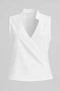 Blusa elegante de verano para mujer con escote en V y cuello, sin mangas, casual chic