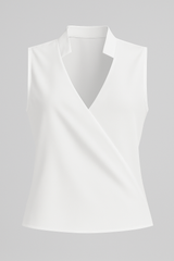 Elegante zomerse blouse Dames met V-hals en kraag, mouwloos, casual chic